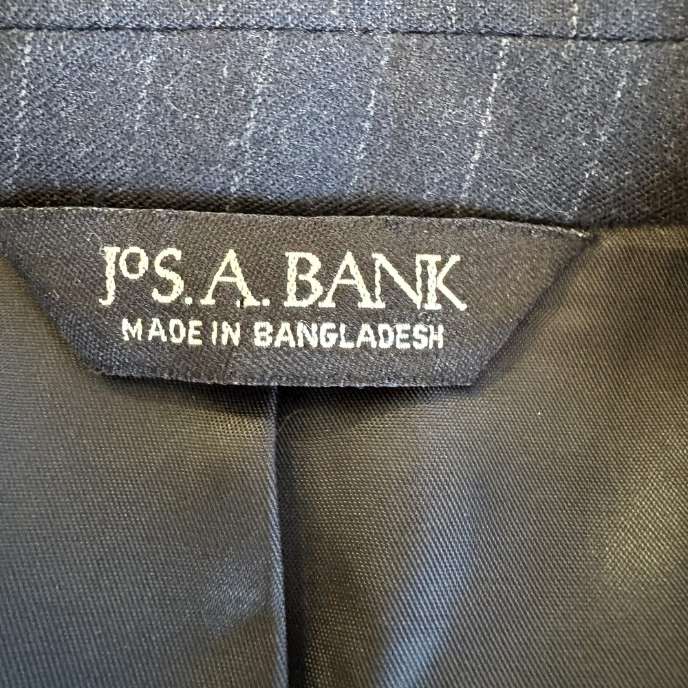 Joseph Jos A Bank Men Wool Cashmere Gray Sport Suit Jacket Blazer Pin Stripe 41L - Picture 6 of 16